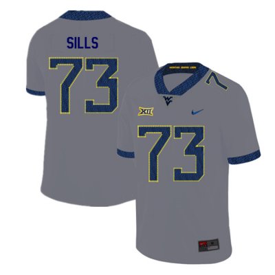 Men's West Virginia Mountaineers NCAA #73 Josh Sills Gray Authentic Nike 2019 Stitched College Football Jersey VR15W44KU